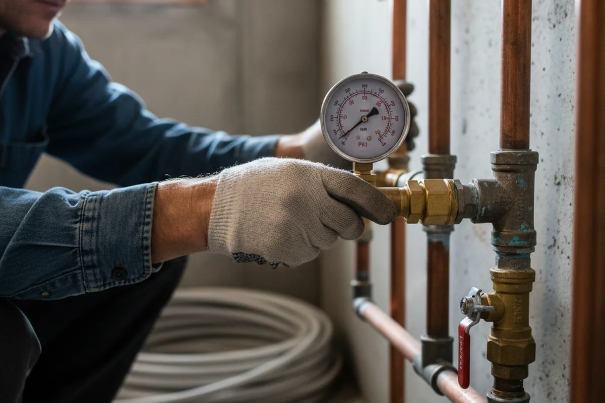 Pressure testing a repaired line during Water Line Repair in Grabill